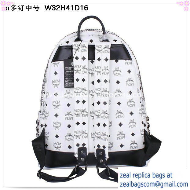 High Quality Replica MCM Medium Stark Front Studs Backpack MC4237 White